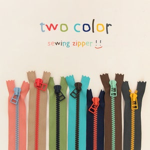 Cerniera di qualità premium da 15 cm / 30 cm n. 5 indivisibile a 7 colori, cerniera di plastica chiusa, cerniera mista a 2 colori, realizzata in Corea.