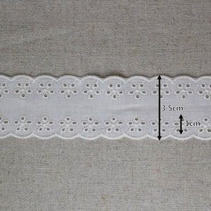 Premium Quality 14Yds Broderie Anglaise cotton eyelet lace trim 3.5cm1.4 YH1538 laceking2013 made in Korea ivory