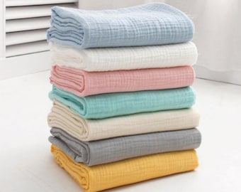 Cotton Double Gauze Fabric by the Yard, Korean Soft Muslin Baby Swaddle Blanket Fabric 7 Colors laceking2013