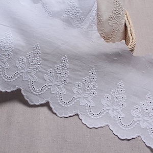 14Yds Broderie Anglaise cotton eyelet lace trim 6.2"(16cm) YH681 laceking2013 made in Korea