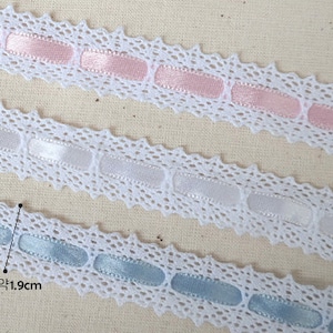 Torchon Crochet knit lace Trim by the Yard Ribbon Inserted 0.71.9cm White Black Natural Ivory YH015 laceking2013 made in Korea image 2