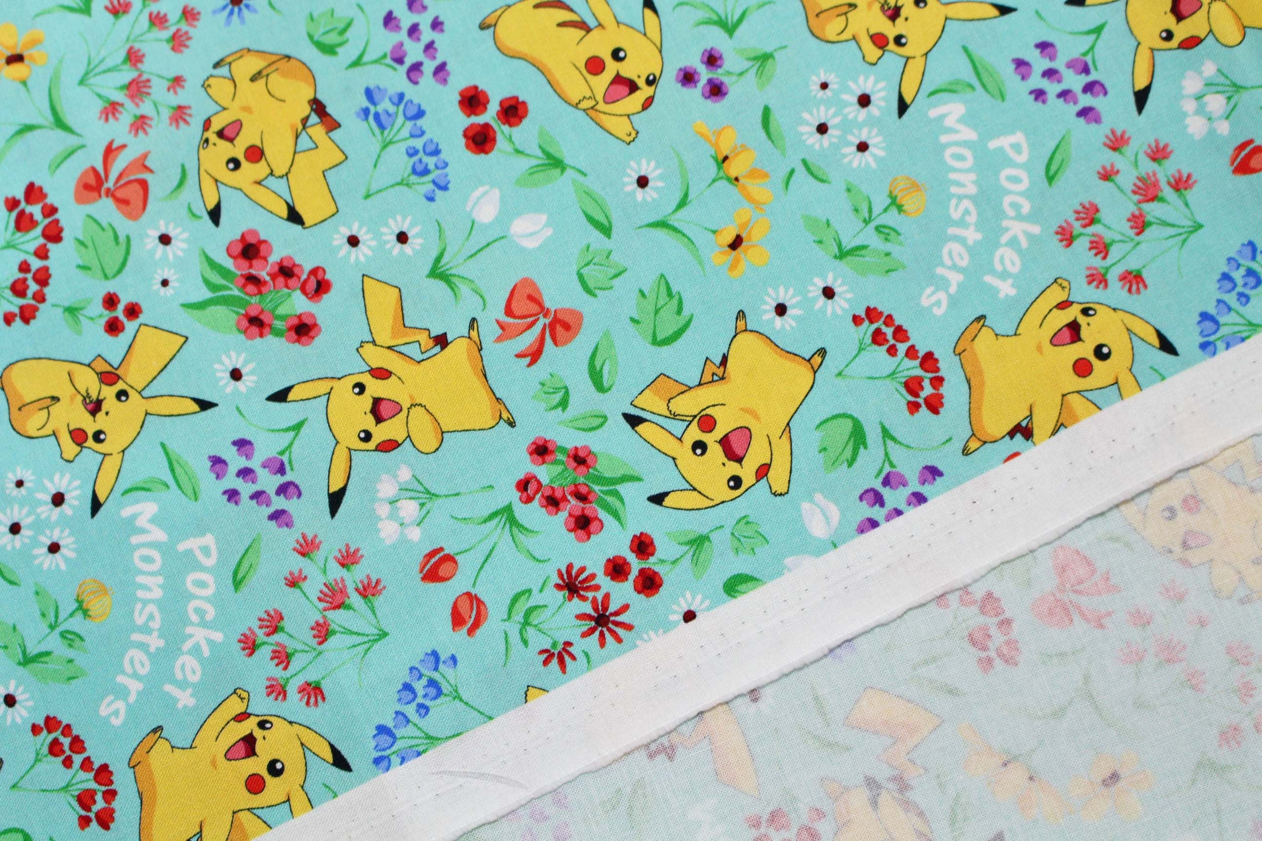 Half Yard Pokemon Fabric Pikachu Mint Character Fabric Cotton Etsy