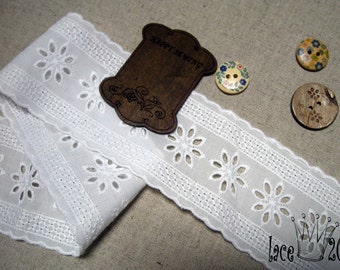 14y Broderie Anglaise cotton Eyelet lace trim 2.2" (5.5cm) YH1478 laceking2013 made in Korea