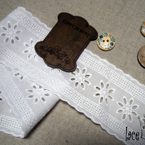 Premium Quality 14YDS Broderie Anglaise Cotton Eyelet Lace Trim 2.2" (5.5cm) YH1478 laceking2013 made in Korea