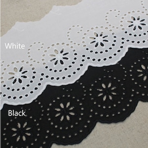 Premium Quality Embroidery Broderie Anglaise Cotton Eyelet Lace Trim by the Yard wide 4.3"(11cm) YH1482-14 laceking made in Korea