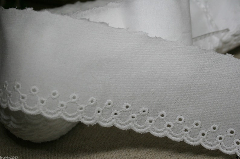 10 free 4yds Broderie Anglaise Eyelet lace trim White 1.84.5cm YH1479 laceking2013 made in Korea image 2