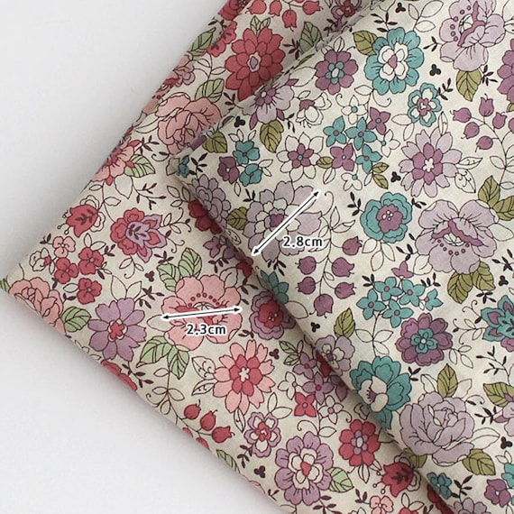 Vintage Floral Cotton Lawn Fabric by the Yard, 60