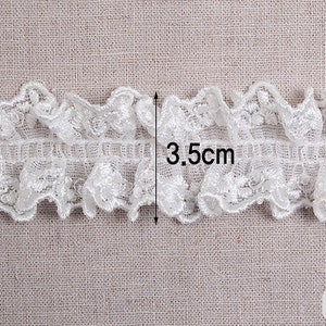 Premium Quality 1yds Broderie Anglaise gathered eyelet lace trim 1.4 white YH759 laceking2013 made in Korea image 5