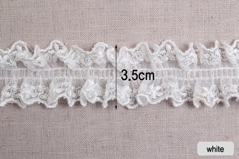 Premium Quality 1yds Broderie Anglaise gathered eyelet lace trim 1.4 white YH759 laceking2013 made in Korea image 5