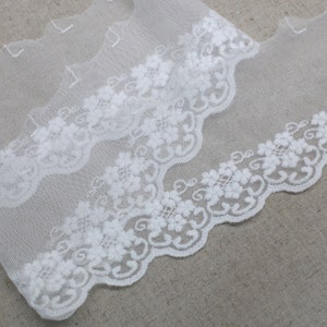 Premium Quality 14Yds Broderie Anglaise Tulle eyelet lace trim 7cm Off-White YH1362a laceking made in Korea