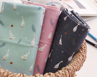 Duck Cotton Fabric by the Yard, Korean Premium Quilting Fabric, Cute Goose Animal Print Fabric, Soft Cotton Sewing Fabric for Baby Clothes