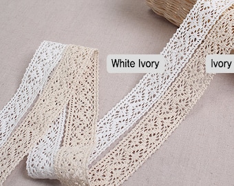 2yds Broderie Anglaise vintge wedding ribbon cotton lace Crochet Trim 1.2"(3cm) YH031 laceking2013