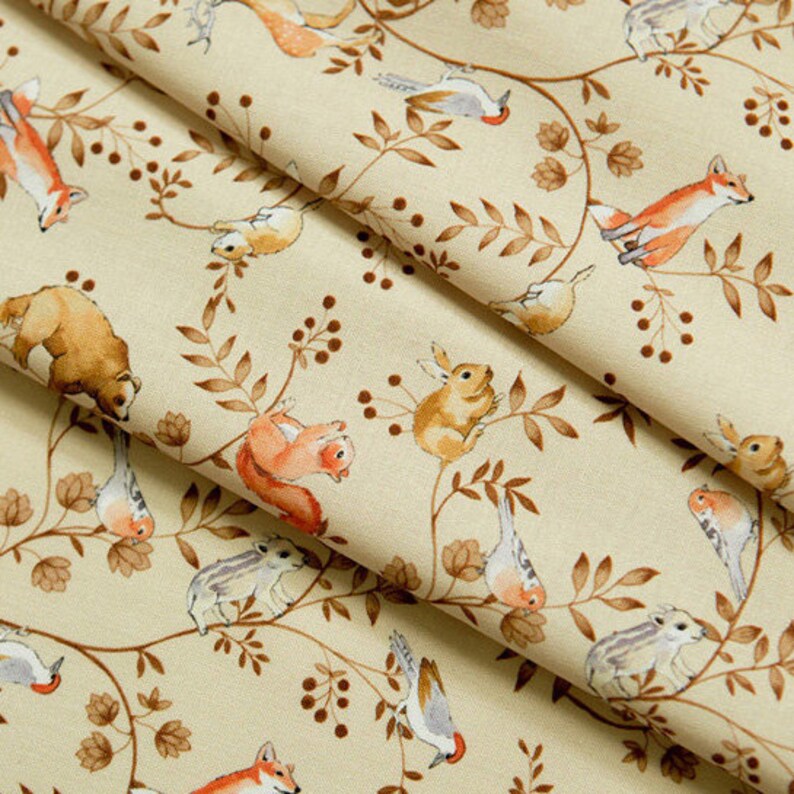 Cotton Fabric by the Yard Animal Fabric 44 Wide SG on Etsy