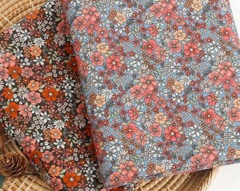 Ditsy Floral Cotton Fabric: Tiny Vintage Flower Print, 44" Wide, 2 Colors