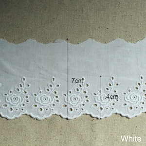 Premium Quality 14Yds Broderie Anglaise cotton eyelet lace trim 2.87 cm YH1553 laceking2013 made in Korea White