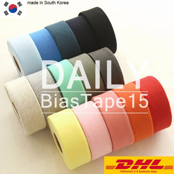 Premium Quality 11yds Bias Tape Daily Cotton trim 34mm Solid mask bias colour single fold laceking2013 made in Korea