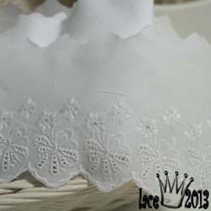 Premium Quality 14Yds Broderie Anglaise Eyelet lace trim 2.8"(7cm) White YH1346 laceking made in Korea