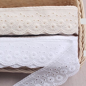 Premium Quality Embroidery Scalloped Edge Vintage Cotton Eyelet Lace Trim 1.8" (4.5cm) YH865a laceking2013 made in Korea