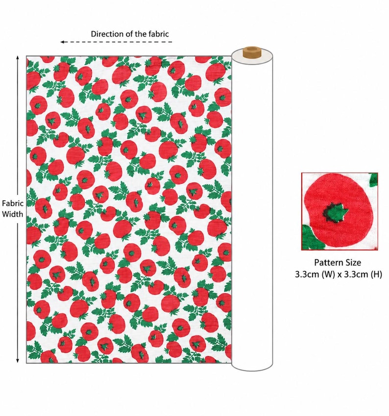 Tomato Print Cotton Double Gauze Fabric by the Yard, 59 Inches Wide image 3