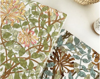 Premium Quality Linen Cotton Fabric by the Yard Big Flower Vines & Leaves Extra Wide 58" AS 9364 made in Korea