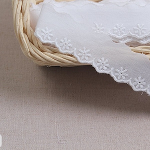 Stickerei Broderie Anglaise Baumwolle Öse Spitzenbesatz von 14 YDS Spule 1"(2,5 cm) weiß YH1059 laceking2013 hergestellt in Korea