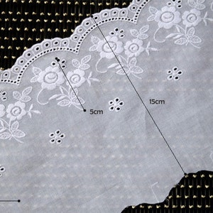 Premium Quality 1y Embroidery scalloped cotton eyelet lace White 5.9" (15cm) yh848 laceking made in Korea