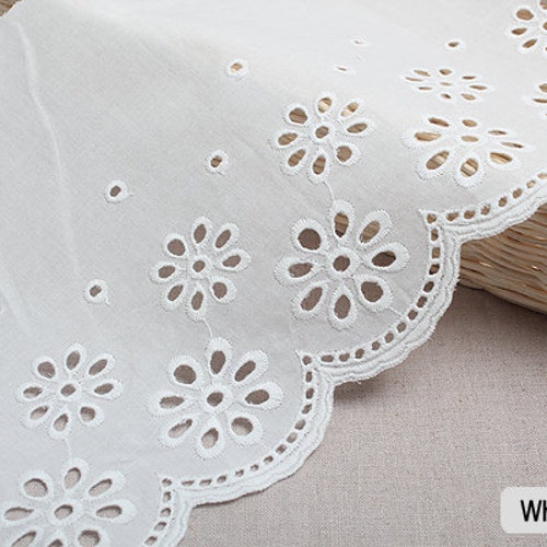 1y Embroidery Scalloped Cotton Eyelet Lace White-ivory - Etsy