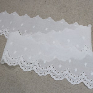 14Yds Stickerei gewellte Baumwolle Öse Spitzenbesatz 5,5cm weiß sh33A Laceking