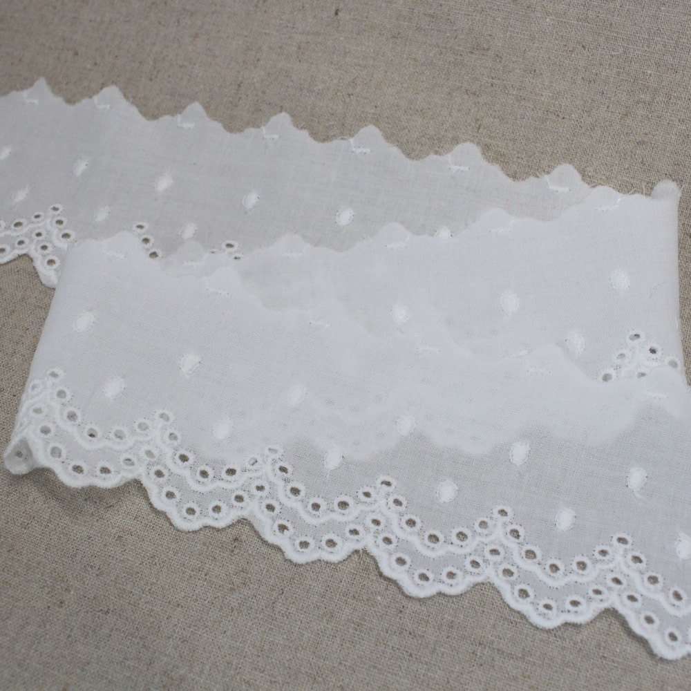 14Yds Embroidery scalloped cotton eyelet lace trim 5.5cm white sh33A laceking