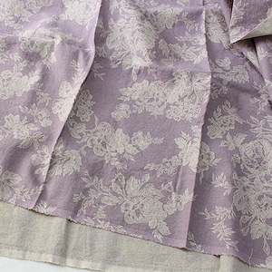 Premium Quality Linen Fabric by the Yard Antique Flower Fabric 55 Wide Cozy Morocco Flower Laceking made in Korea Violet