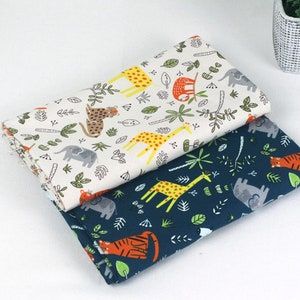 Oxford Cotton Fabric by the Yard Animal Fabric 44" Wide MD Jungle Friends Laceking