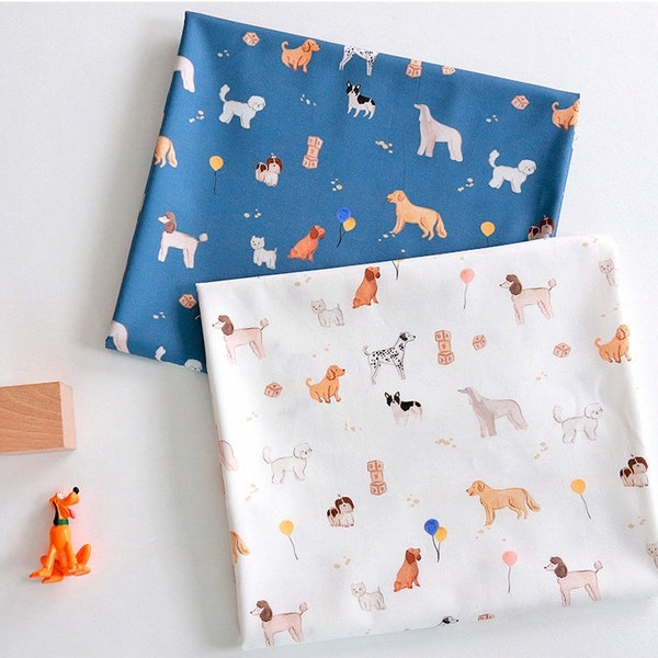 Premium Quality Cotton Fabric dog Pattern Fabric by the Yard 44" Wide SG Puppy Friends made in Korea