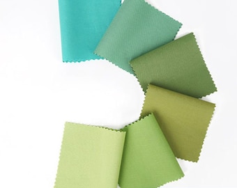 Solid Green 100% Combed Cotton Fabric by the Yard, 44" Wide, Turquoise Sage Olive Lime, Korean Sewing & Quilting Fabric