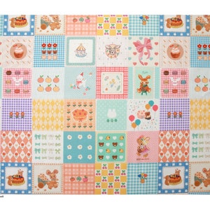 Premium Quality Cotton Fabric by the Yard Square, Patchwork Pattern 44&quot; Wide SG Retro Bunny Laceking made in Korea