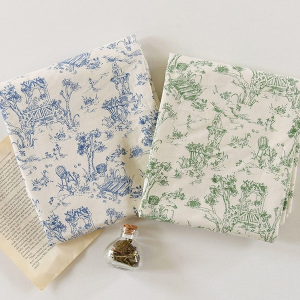 Premium Quality Cotton & Linen Mixture Fabric by the yard 55" wide chinoiserie fabric cozy Twalinen Flower made in Korea