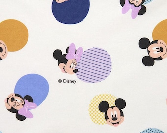 Disney Mickey and Minnie Cotton Fabric by the Yard, Pastel Oval Print, 44 Inches Wide