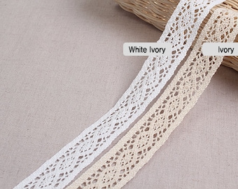 2yds Broderie Anglaise vintge wedding ribbon cotton lace Crochet Trim 1.2"(3cm) YH034 laceking2013
