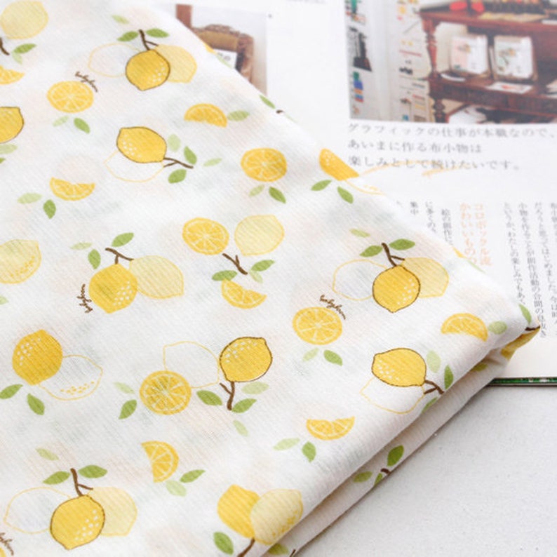 Lemon Cotton Knit Single Fabric by the Yard 73 Wide MR Lemon