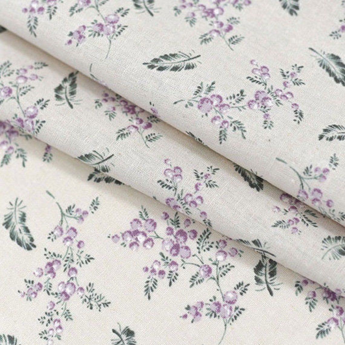 Linen Cotton Fabric by the Yard Flower Fabric 53 Wide SG Etsy