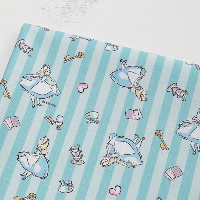 Disney Cotton Fabric by the Yard Alice Character Fabric Etsy