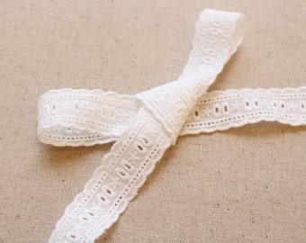 Premium Quality 14Yds Broderie Anglaise cotton vintage wedding ribbon eyelet  lace trim 0.7"(1.8cm) YH1219 laceking2013 made in Korea