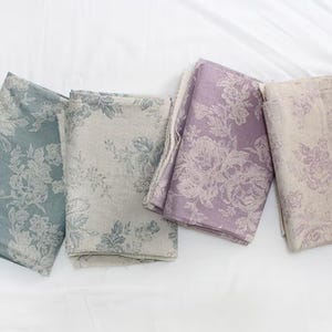 Antiker Leinenstoff mit Blumenmuster, Meterware, 140 cm breit, Vintage-Damaststoff Bild 1