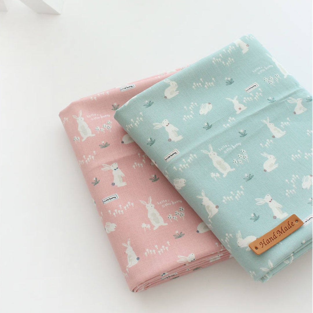 Rabbit Pattern Plain Weave 100% Cotton Fabric 110cmx90cm(44