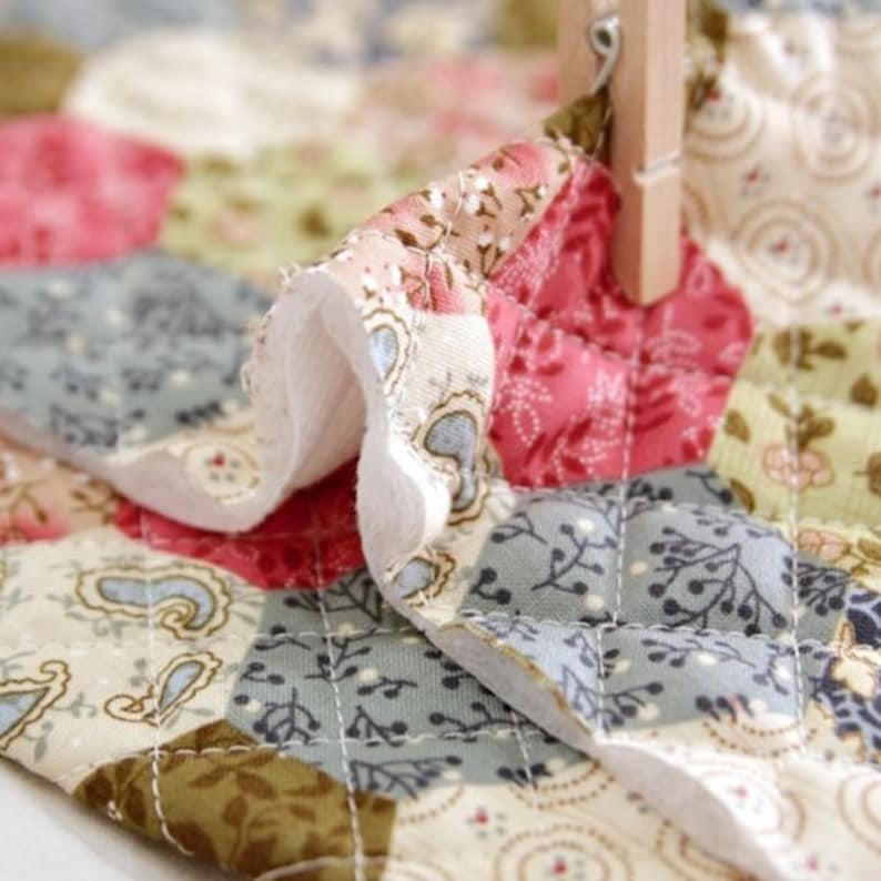 Quilted Cotton Fabric BH Hexagon By The Yard 44 Etsy