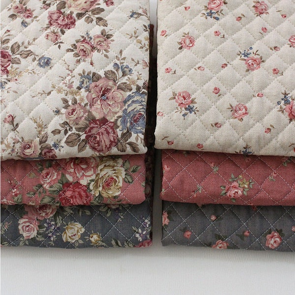 Premium Quality Quilted Cotton Fabric By The Yard Antique Rose Flower 44" Wide laceking2013 made in Korea one-Sided