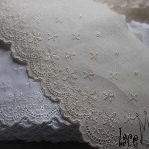 Premium Quality Embroidery Scalloped Broderie Anglaise Cotton Eyelet Lace Trim by the Yard 4.311cm YH1162 laceking2013 made in Korea image 1