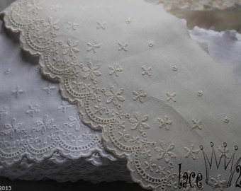 Premium Quality Embroidery Scalloped Broderie Anglaise Cotton Eyelet Lace Trim by the Yard 4.3"(11cm) YH1162 laceking2013 made in Korea