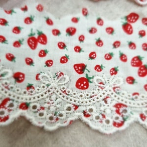 Premium Quality Broderie Anglaise Strawberry Asa fabric Pleated Cotton eyelet lace trim By the Yard 1.2 YH877c laceking2013 made in Korea Ivory