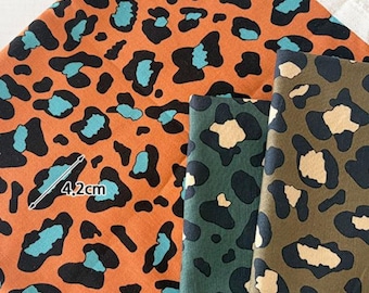 Leopard Print Cotton Fabric: Large Animal Spots, 44" Wide, 3 Colors