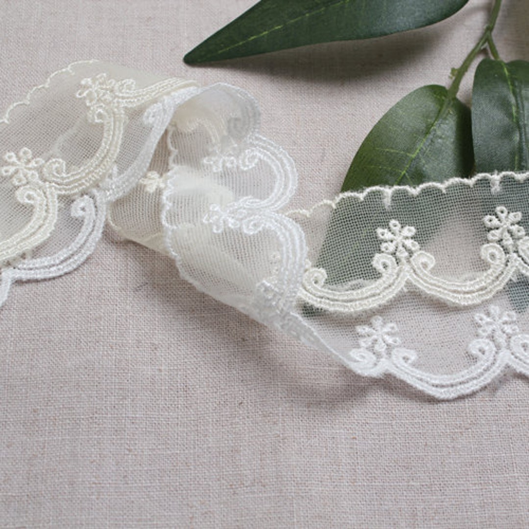 Premium Quality 14yds Embroidery Scalloped Mesh Ribbon Eyelet Lace Trim ...